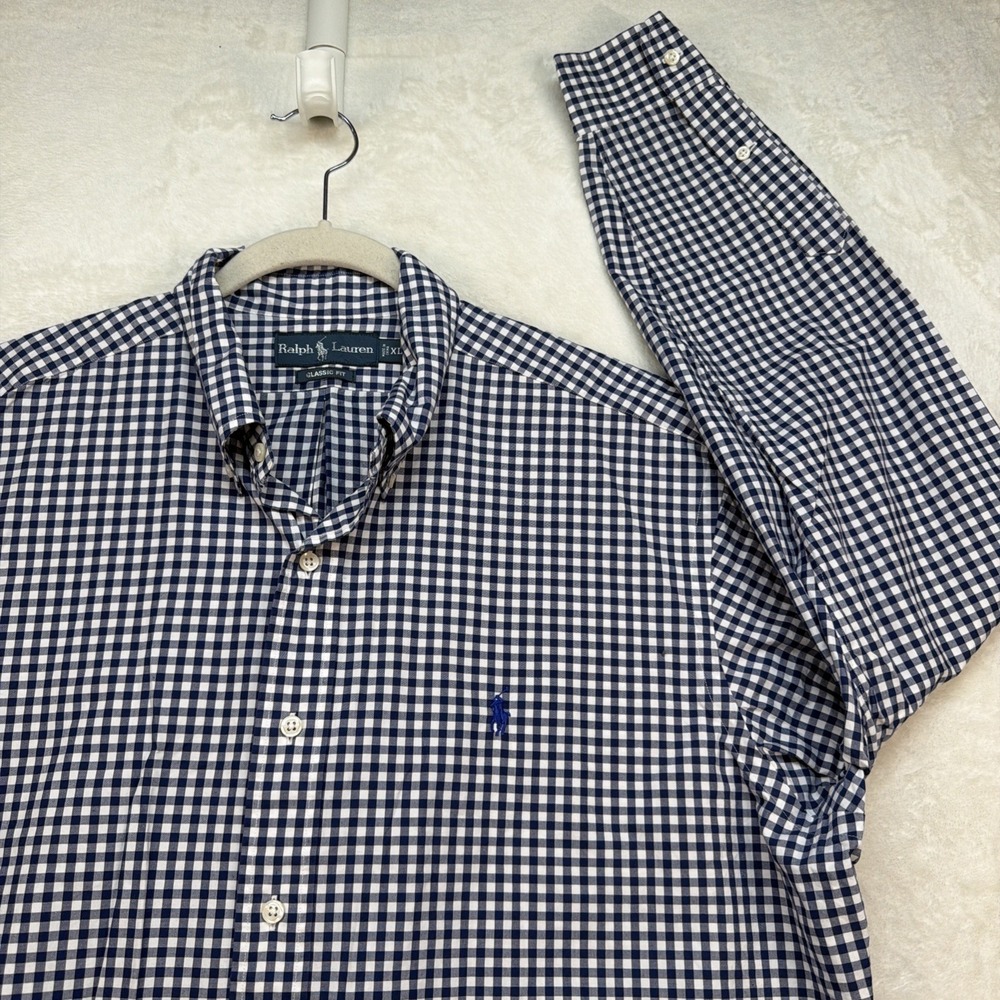 Ralph Lauren Gingham Button Up Shirt XL Classic Fit Pony Logo Preppy Cotton